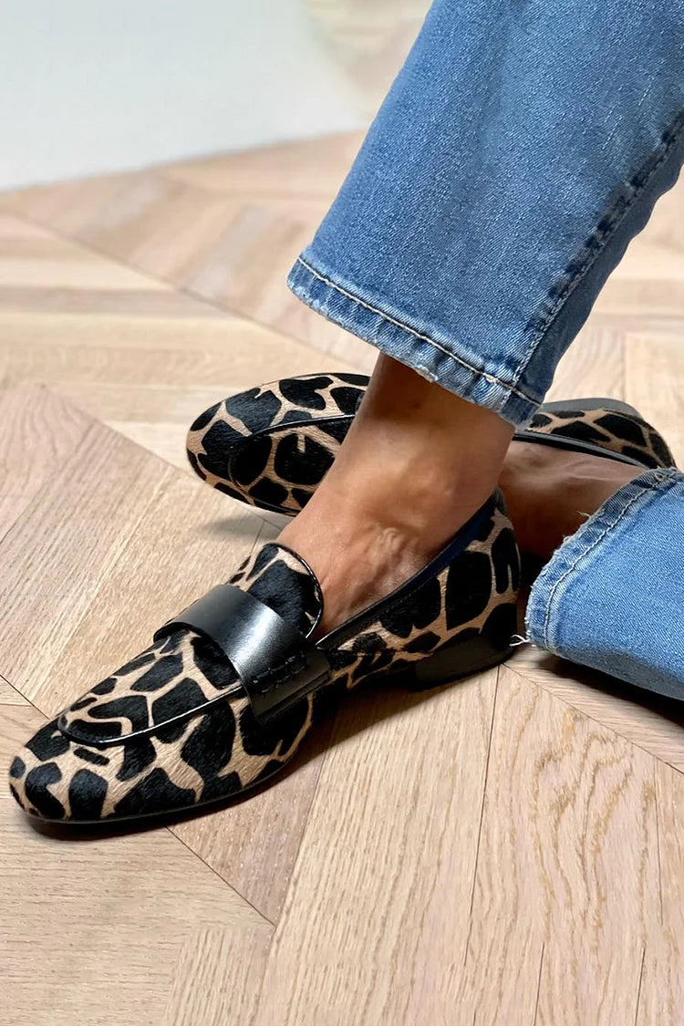 Alecia | Cozy and Stylish Cow Print Loafers