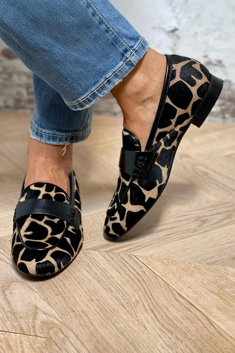 Alecia | Cozy and Stylish Cow Print Loafers