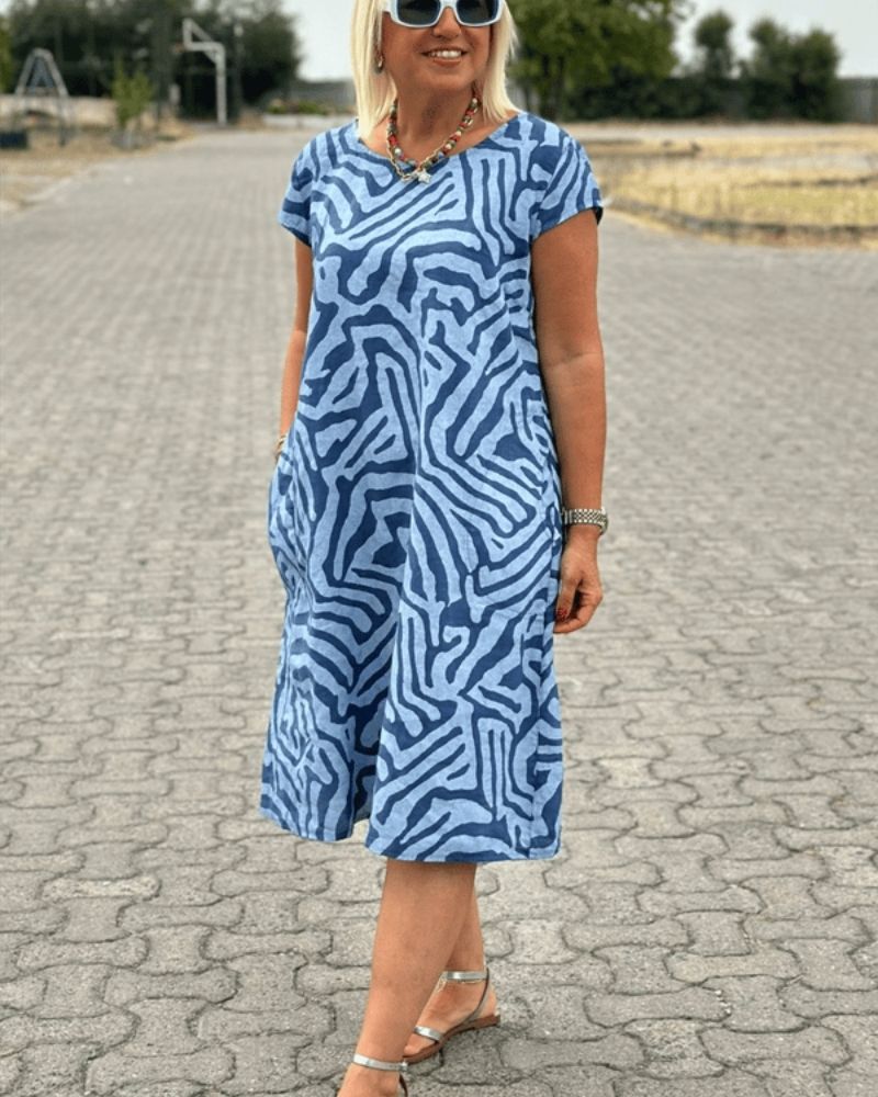 Christina | Summer Dress with Round Neck and Elegant Print