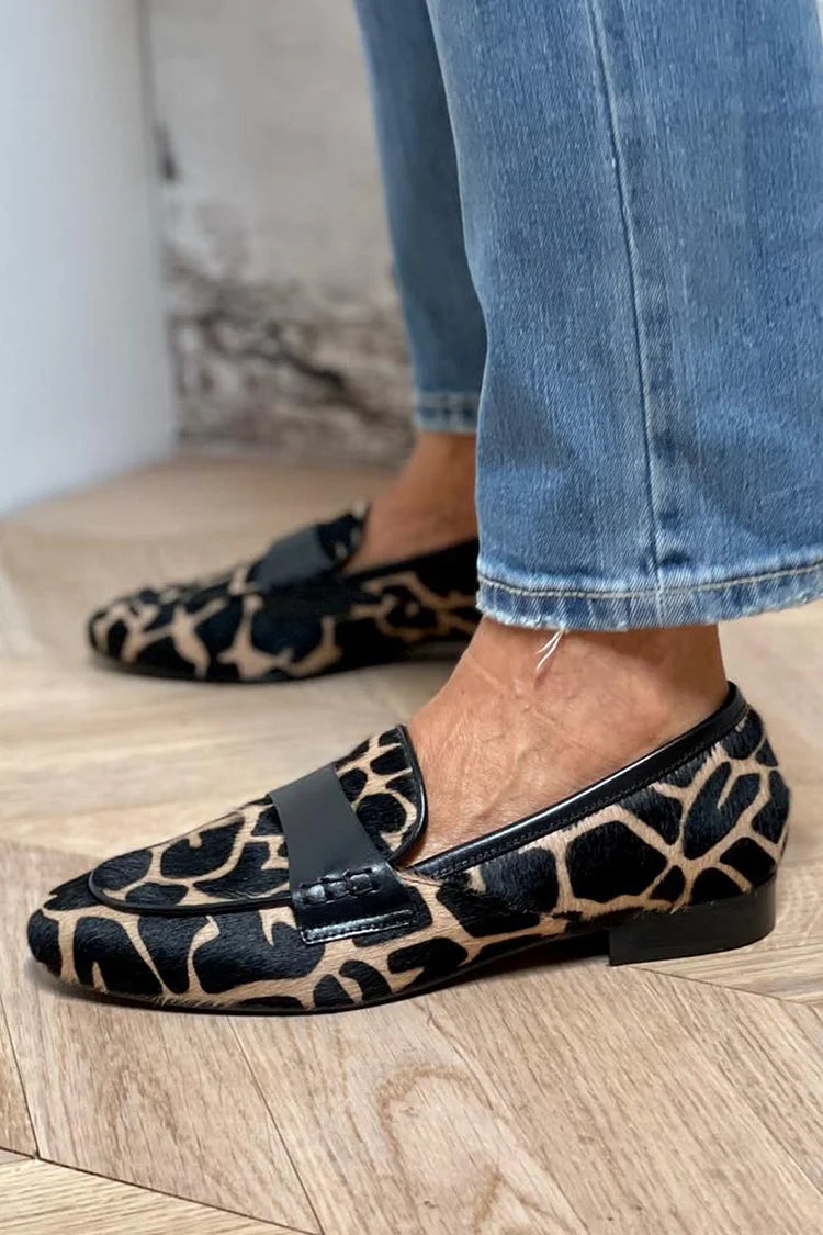 Alecia | Cozy and Stylish Cow Print Loafers