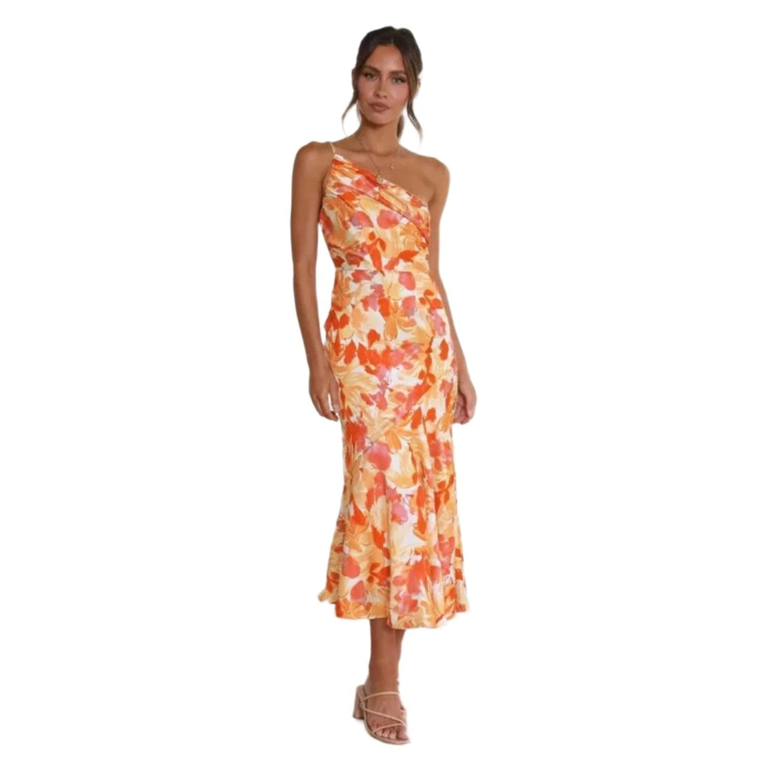 Kathy | Women’s Maxi Dress with Asymmetrical Cut and Floral Pattern