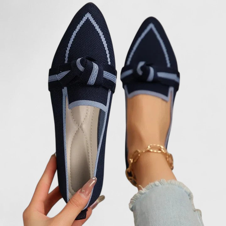 Nova | Pointed Toe Slip-On Flat Loafers with Knot Detail