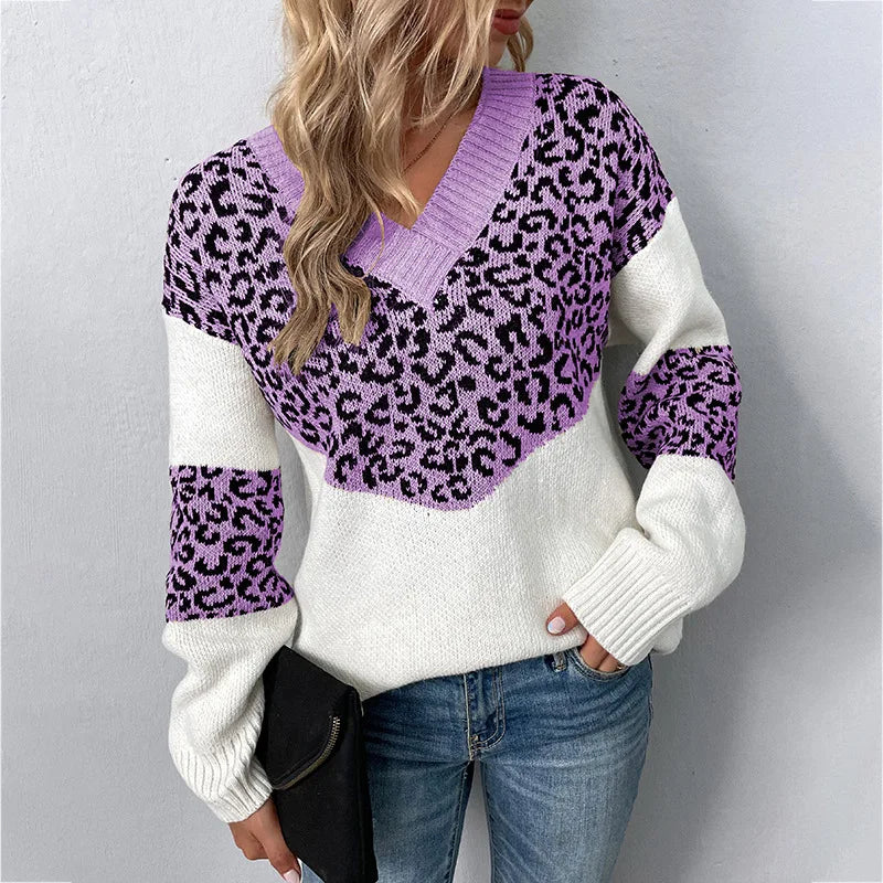 Gabriela | Elegant V-neck Sweater Leopard