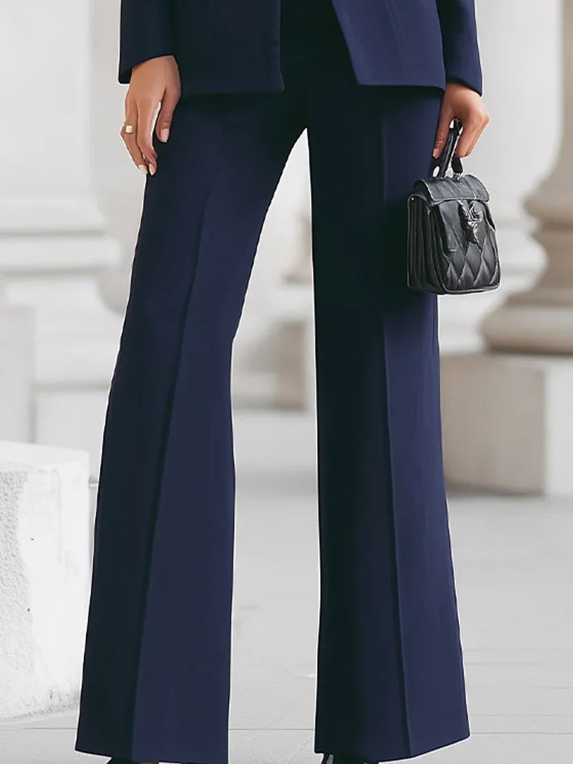 Vina | Women's Two-Piece Suit Set Longline Blazer & Flare Trousers