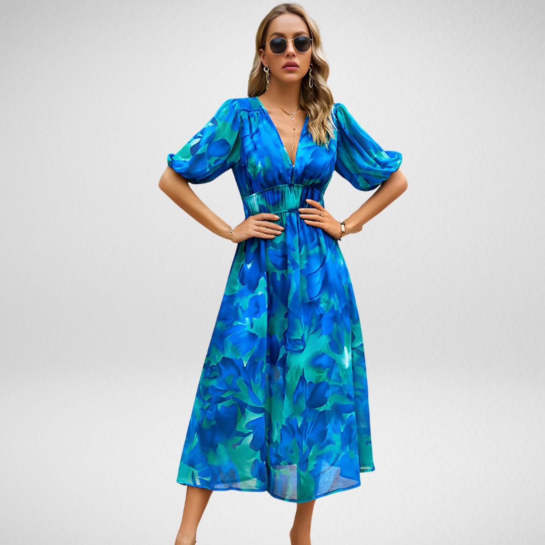 Violet | V Neck Flowy Elegant Dress