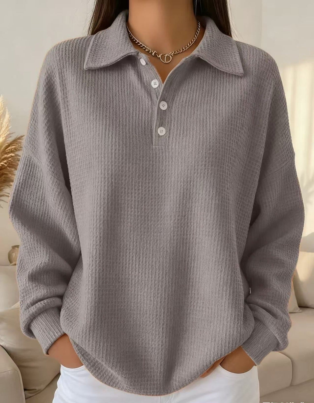 Sky | Textured Polo Sweater