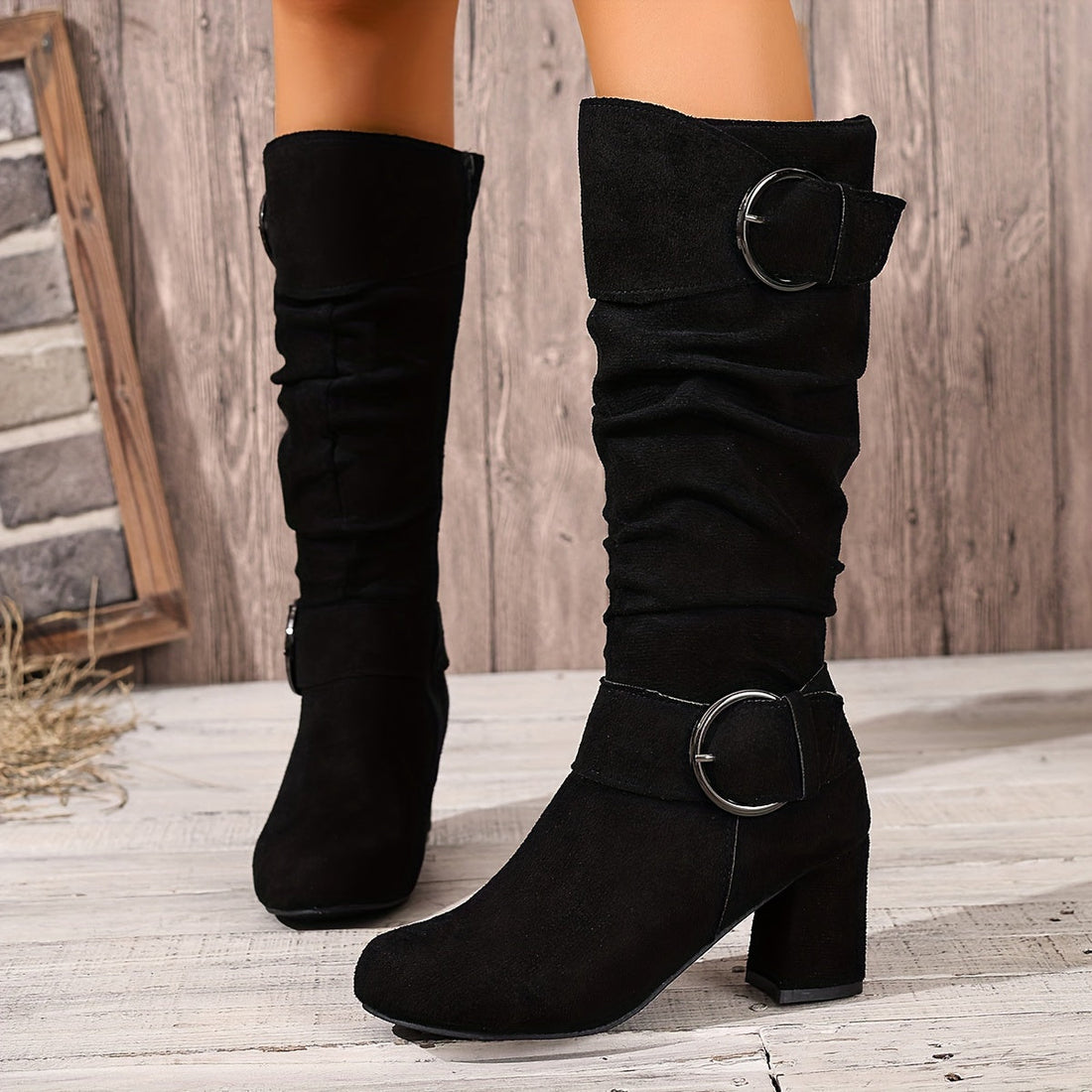 Hedvig | Women's Knee High Slouchy Block Heel Boots