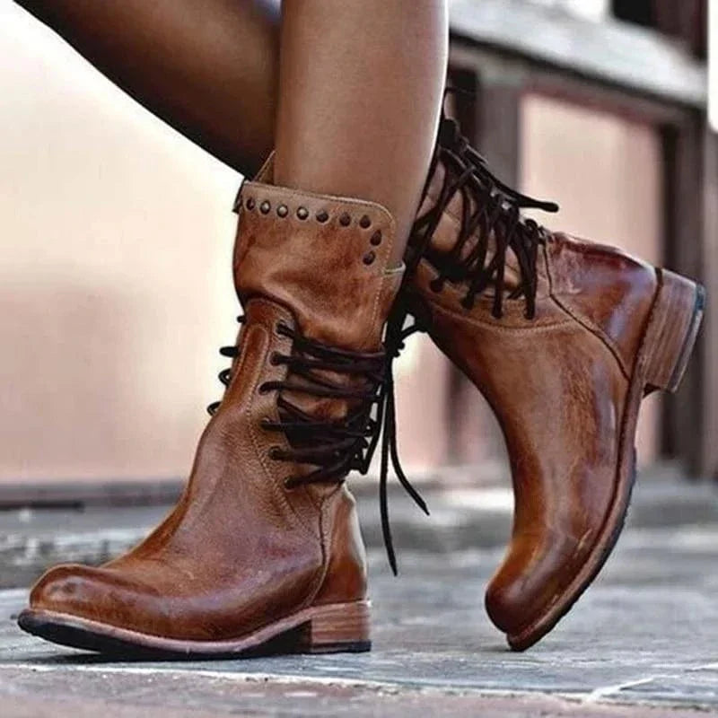 Venetia | Lace-Up Ankle Boot with Western Detail
