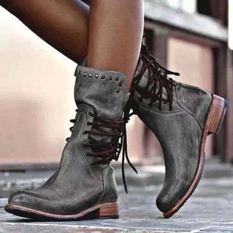 Venetia | Lace-Up Ankle Boot with Western Detail