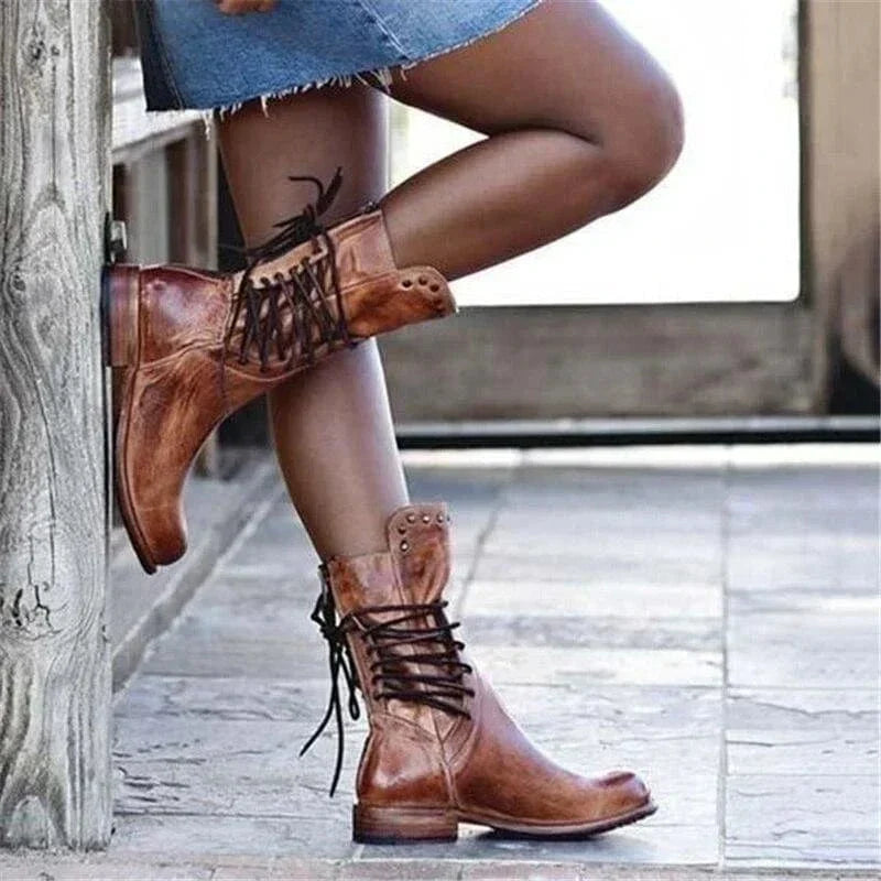 Venetia | Lace-Up Ankle Boot with Western Detail