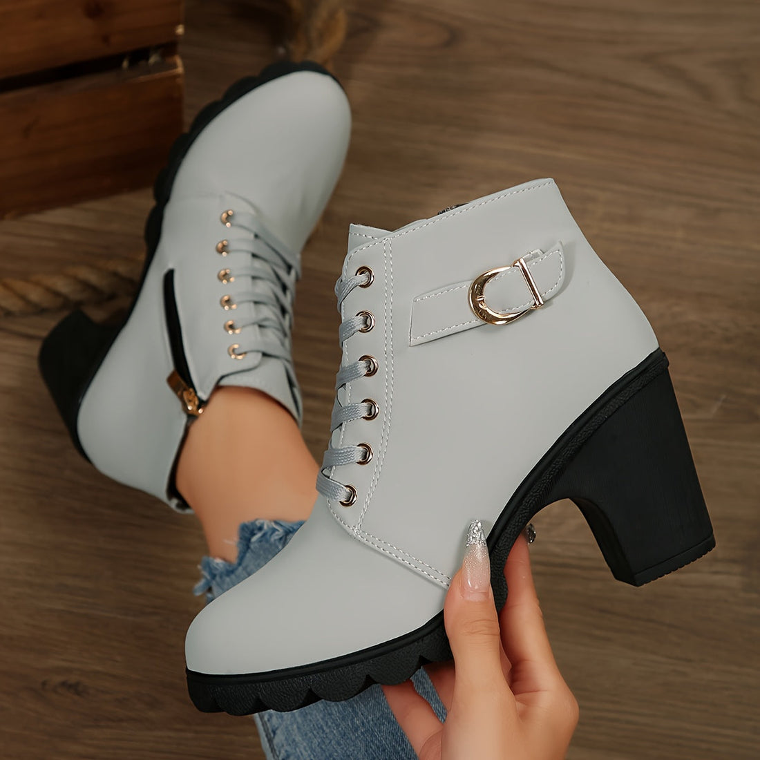 Tamsin | Lace-Up Block Heel Ankle Boot