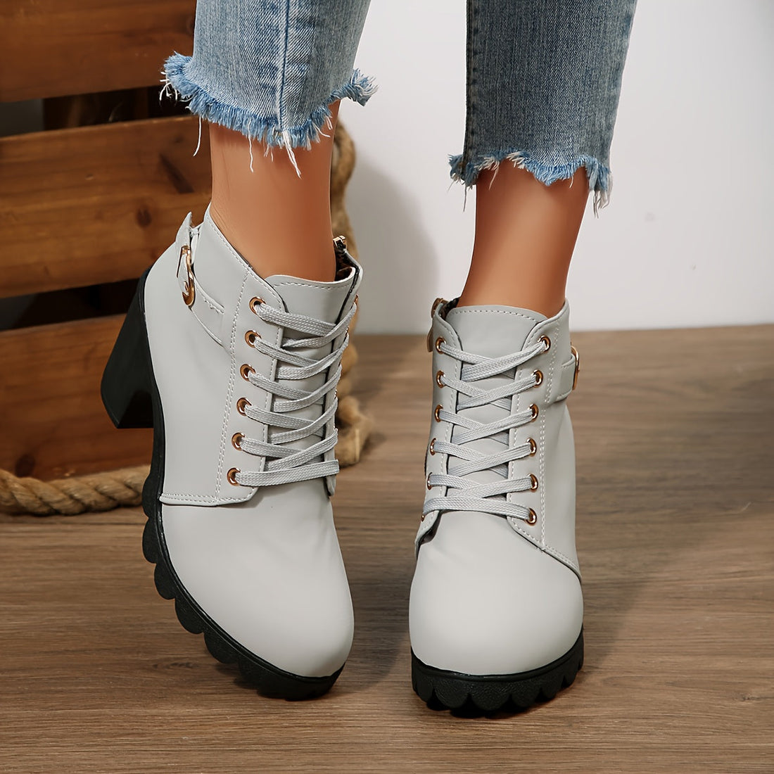 Tamsin | Lace-Up Block Heel Ankle Boot