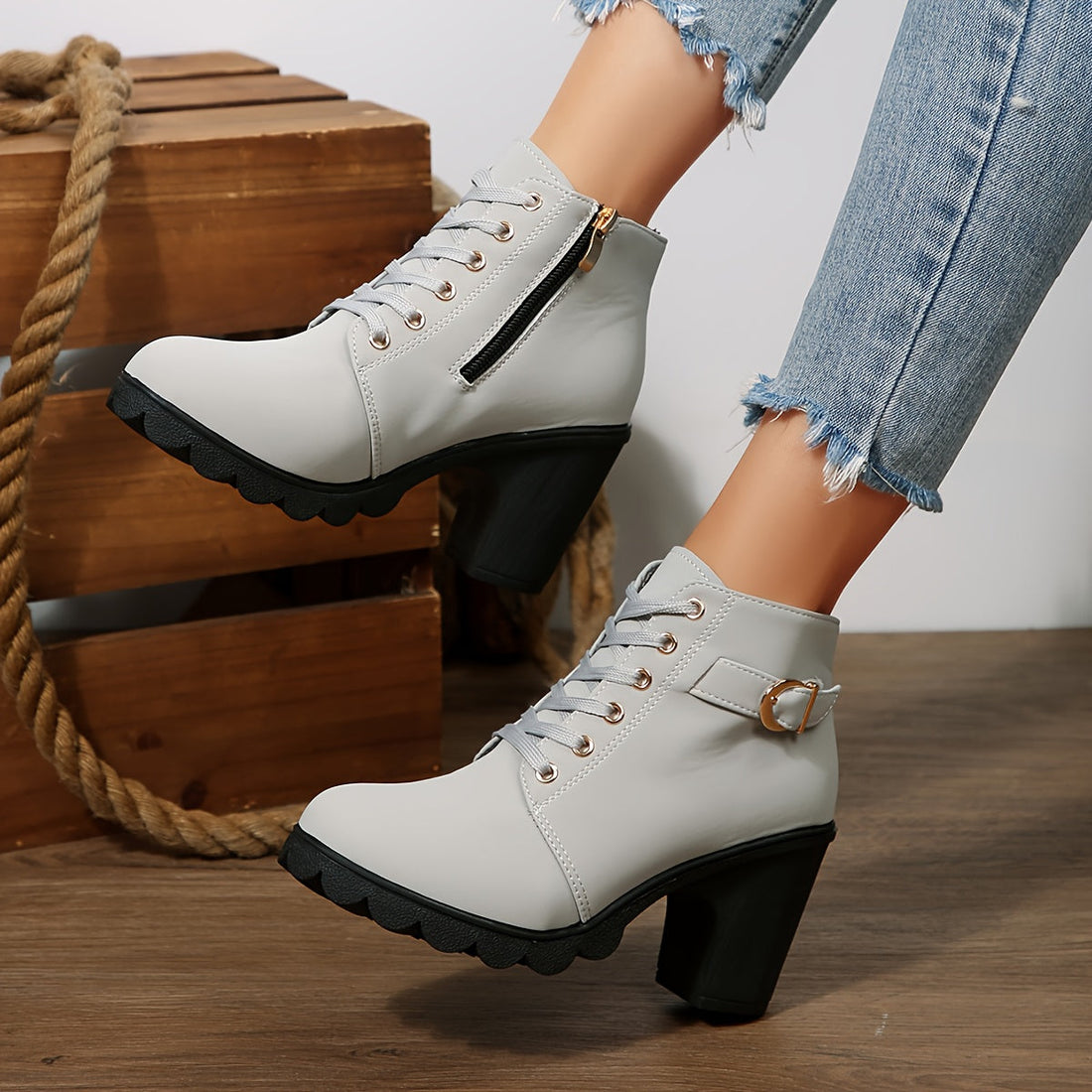 Tamsin | Lace-Up Block Heel Ankle Boot