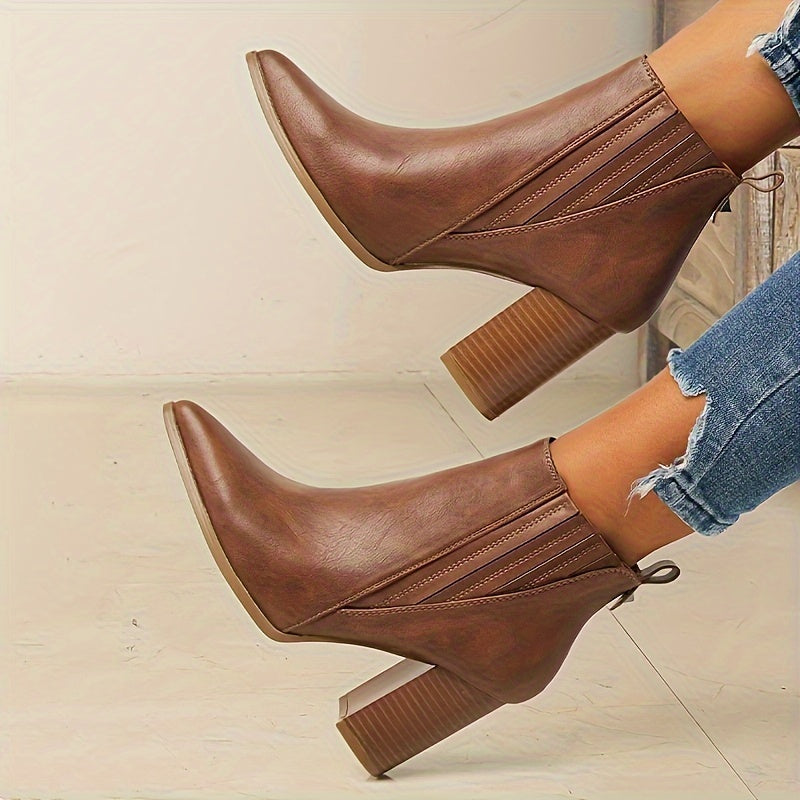 Onora | Square Heel Pointed Toe Ankle Boots