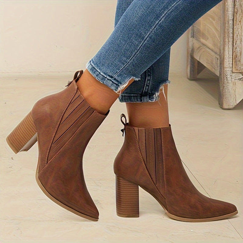 Onora | Square Heel Pointed Toe Ankle Boots