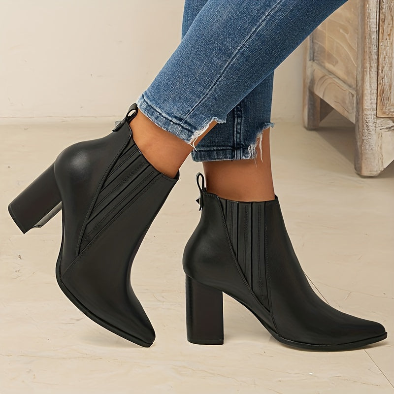 Onora | Square Heel Pointed Toe Ankle Boots