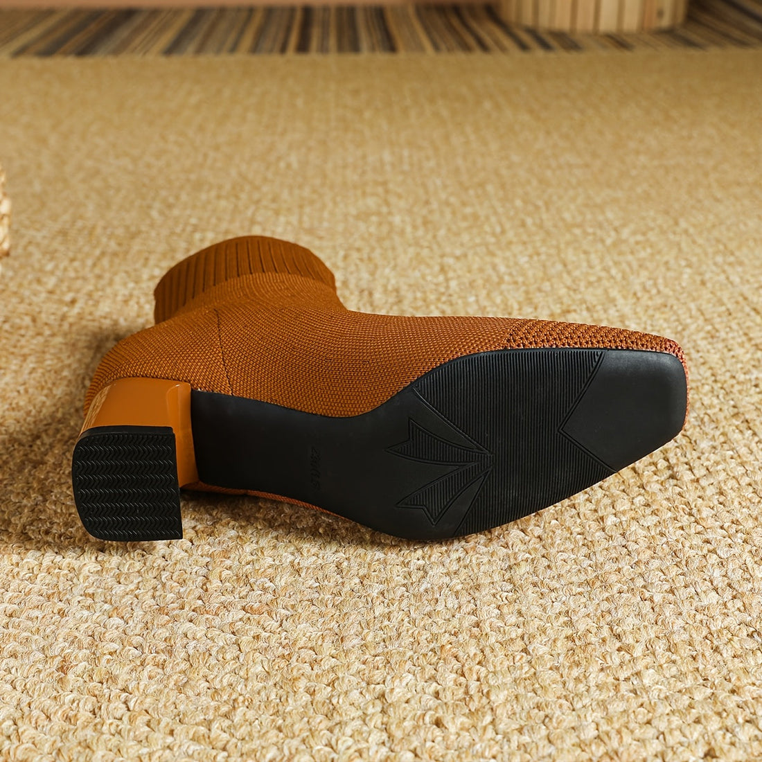 Kindra | Knit Ankle Boot with Block Heel