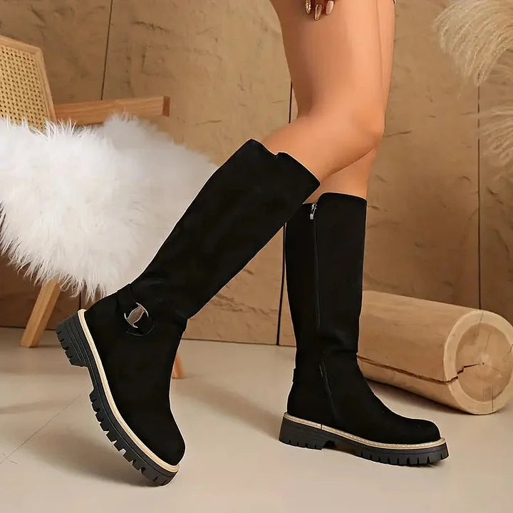 Bertine | Knee High Boots with Buckle Detail
