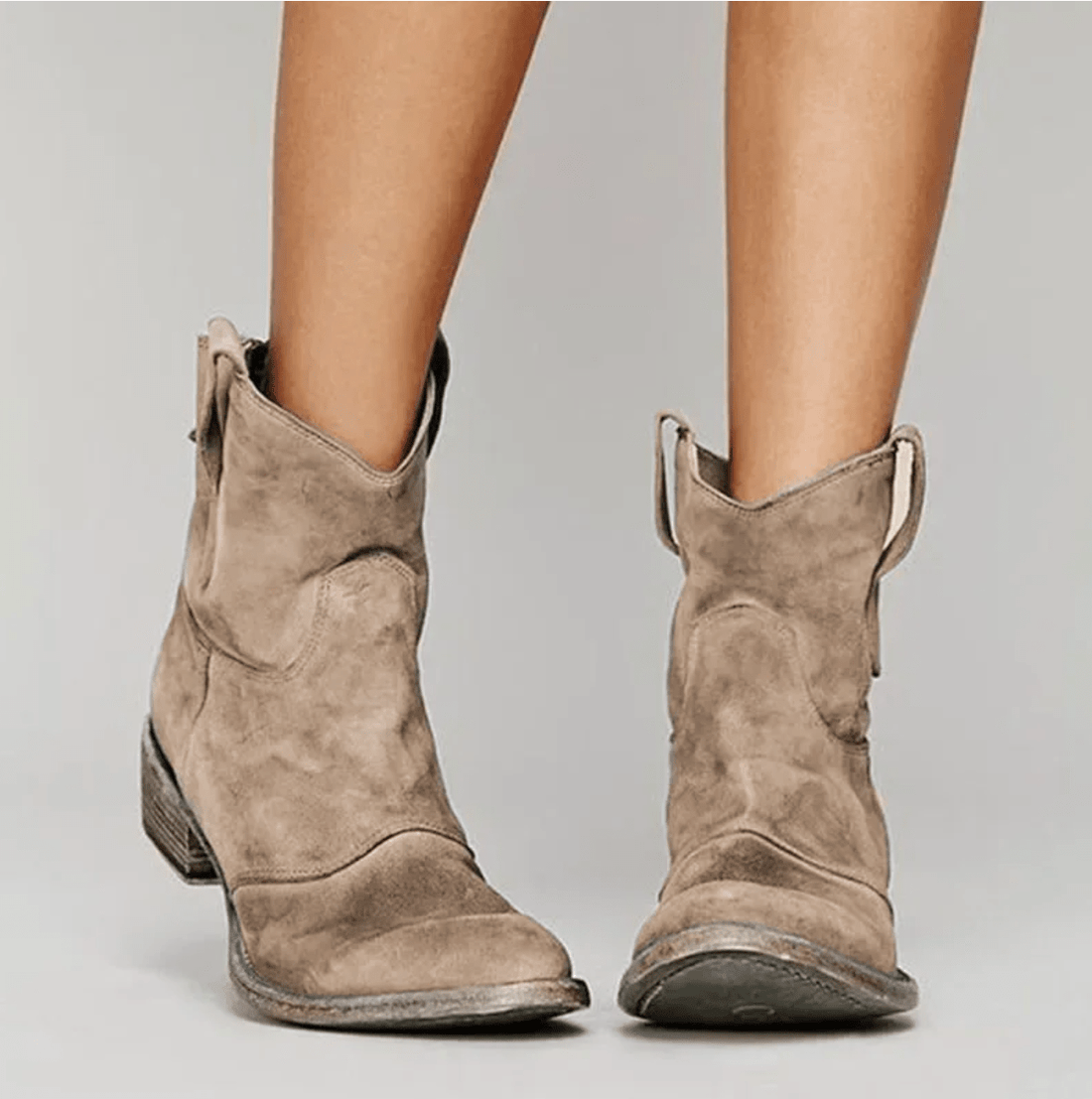 Tarian | Suede Western Ankle Boots