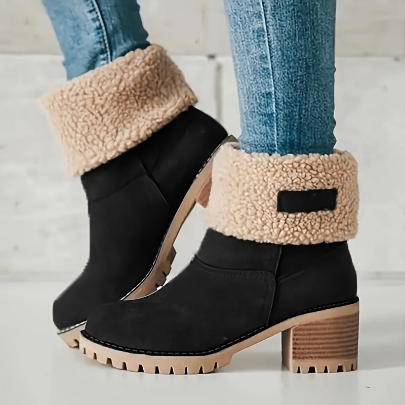 Delancey | Fleece Lined Ankle Boots with Block Heel