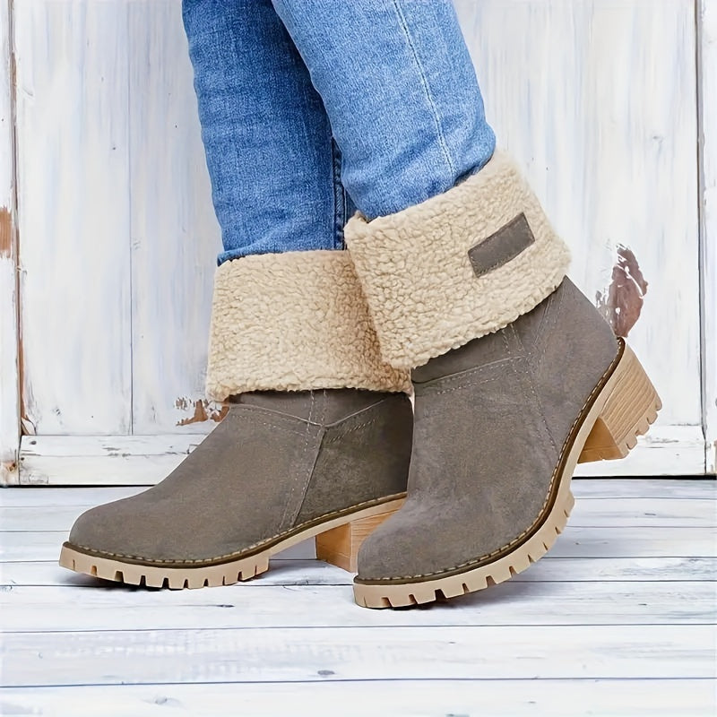 Delancey | Fleece Lined Ankle Boots with Block Heel