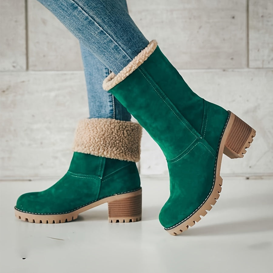 Delancey | Fleece Lined Ankle Boots with Block Heel