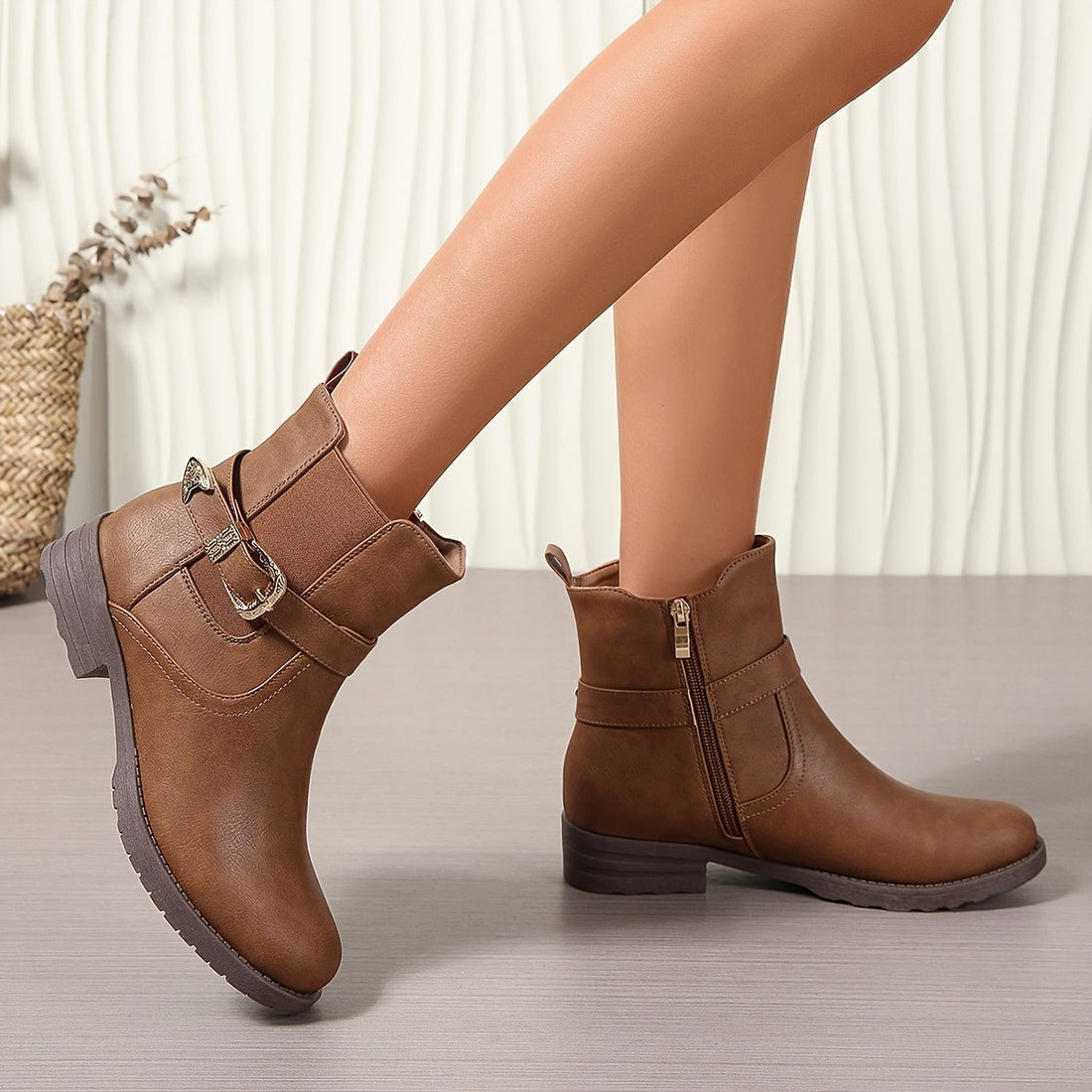 Jemima | Western Buckle Ankle Boot