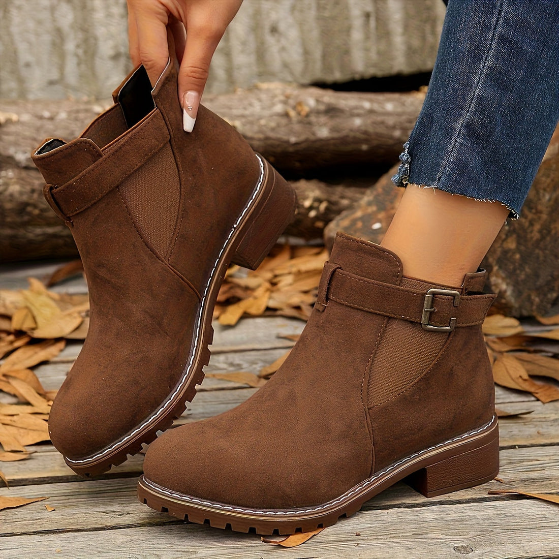 Brynn | Buckle Ankle Boot with Block Heel
