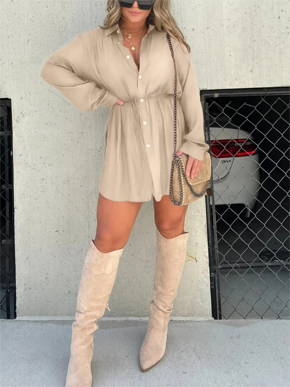 Catalina | Women's Button Down Long Sleeve Shirt Dress