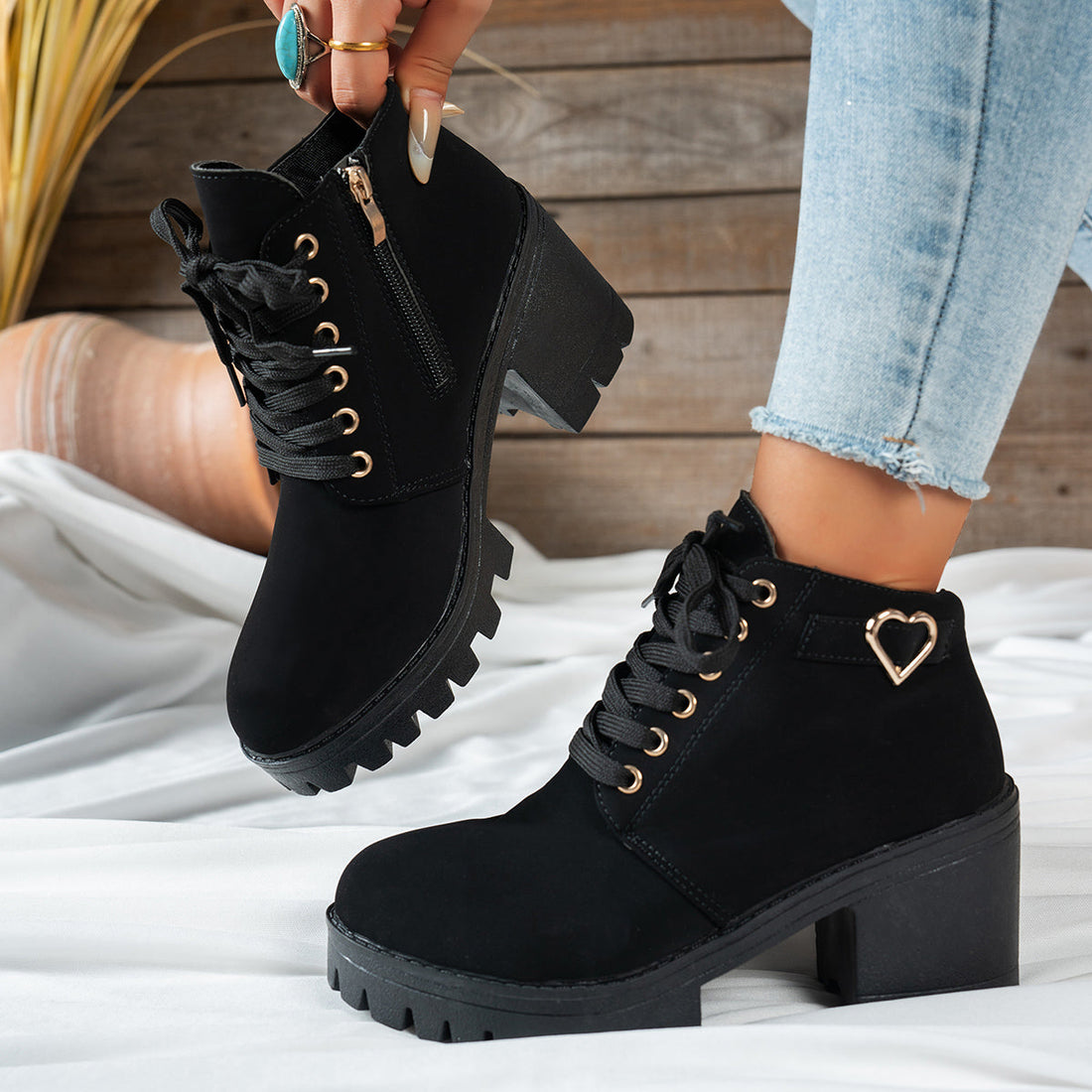 Darcy | Women's Lace-Up Ankle Boot with Block Heel