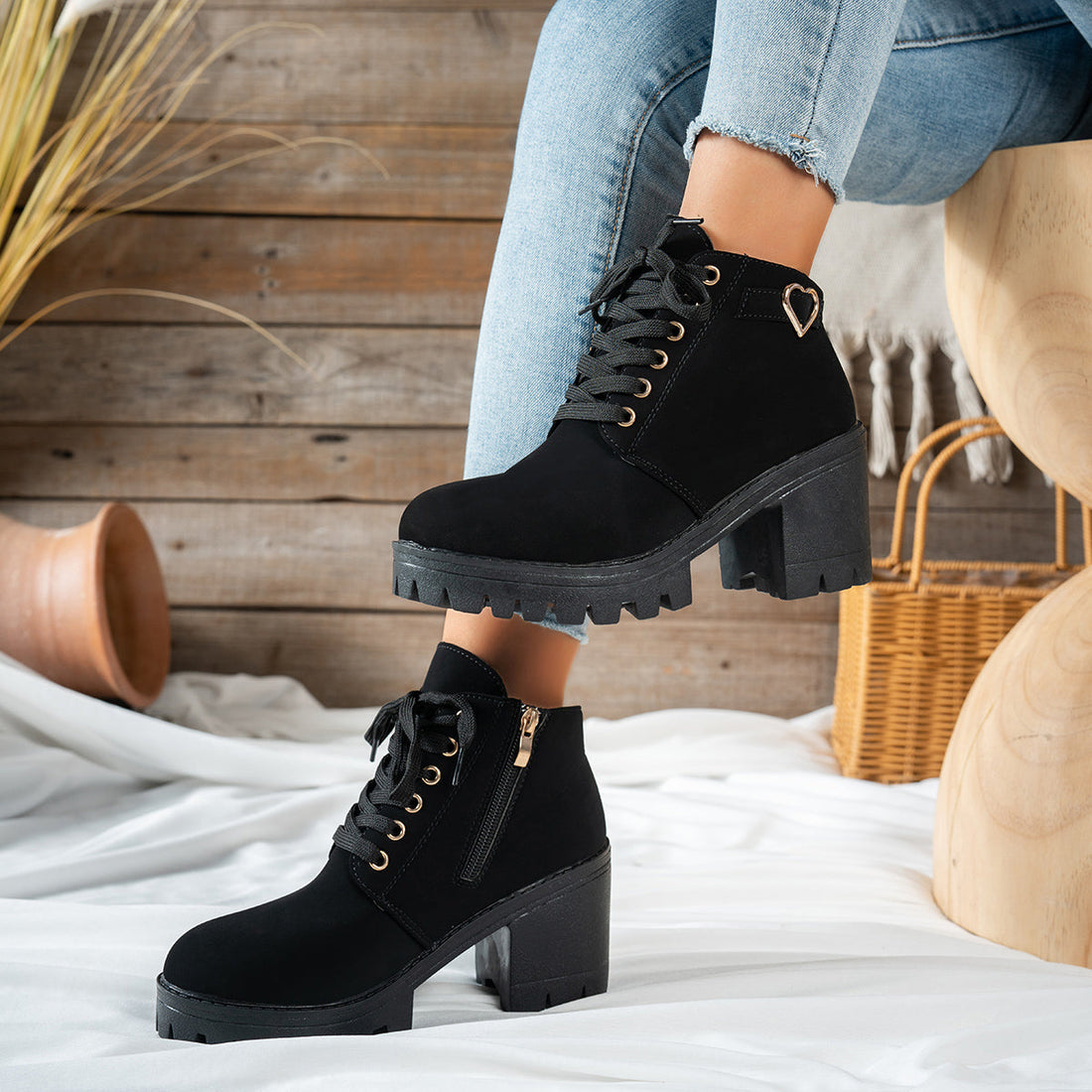 Darcy | Women's Lace-Up Ankle Boot with Block Heel