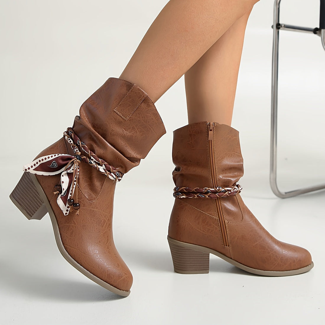 Idunn | Slouch Ankle Boot with Bandana Charm