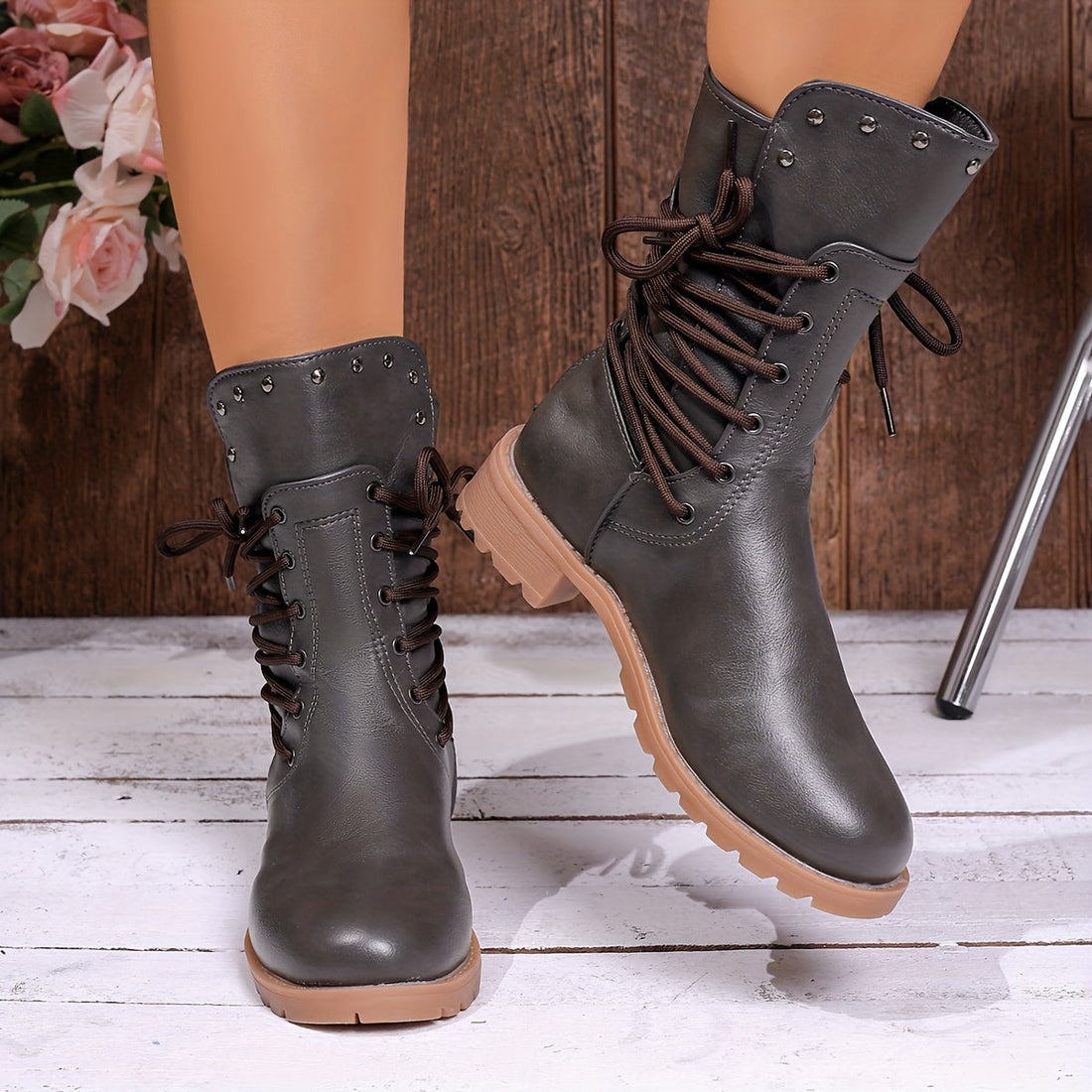 Darla | Lace-Up Combat Ankle Boot