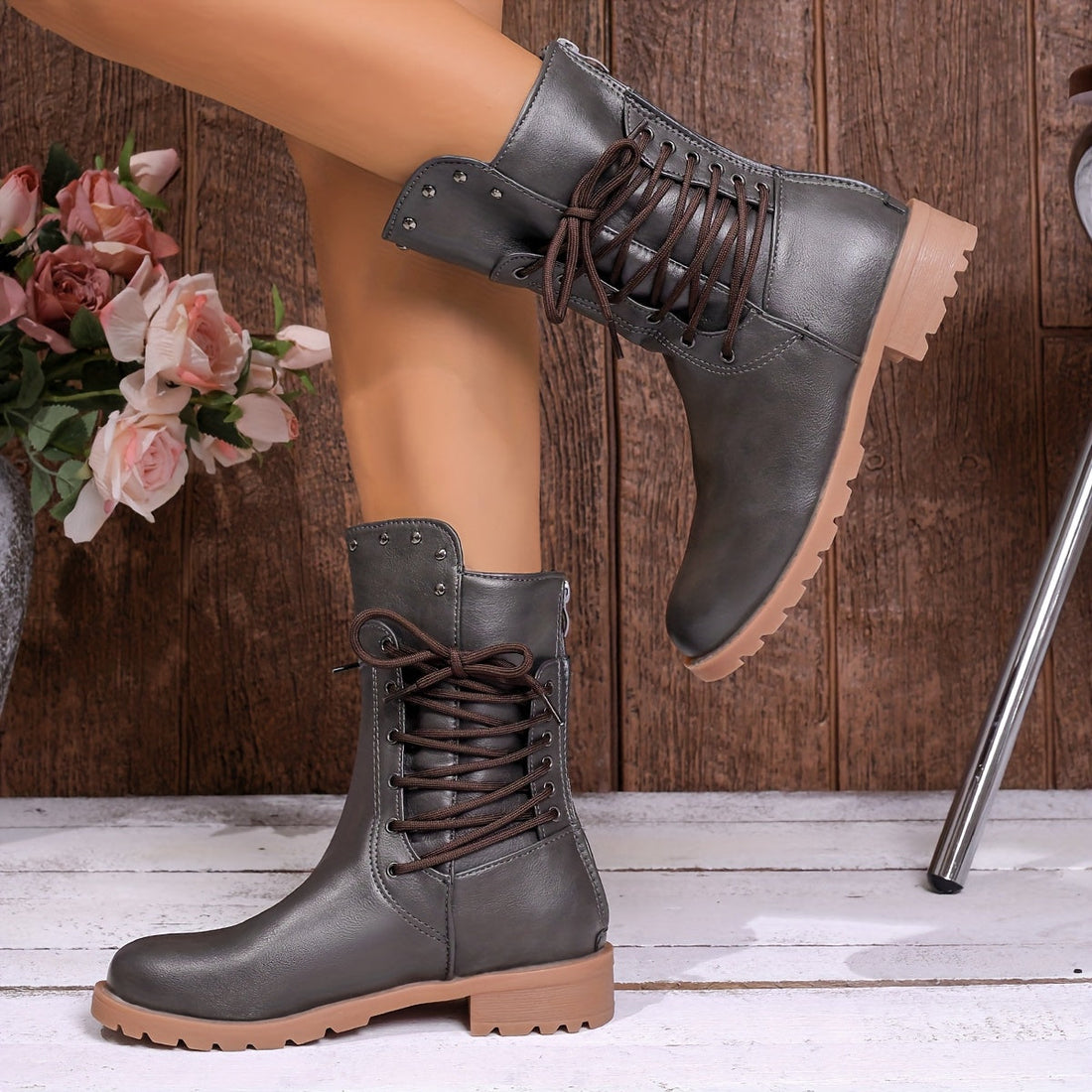 Darla | Lace-Up Combat Ankle Boot
