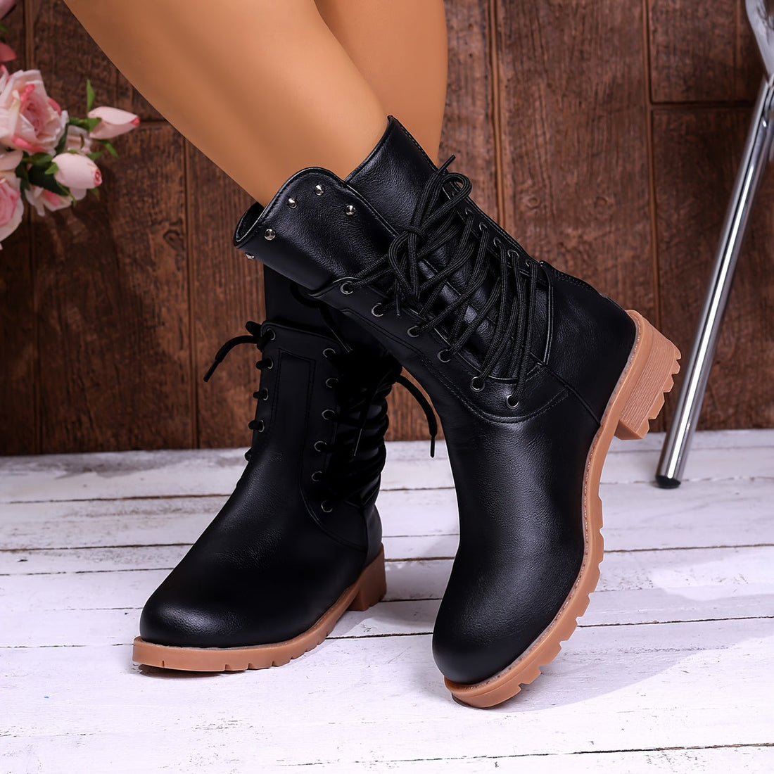 Darla | Lace-Up Combat Ankle Boot