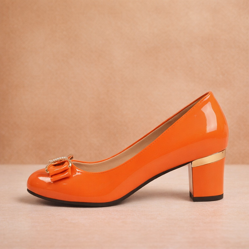 Evelyn | Women's Bow Detail Block Heel Pumps