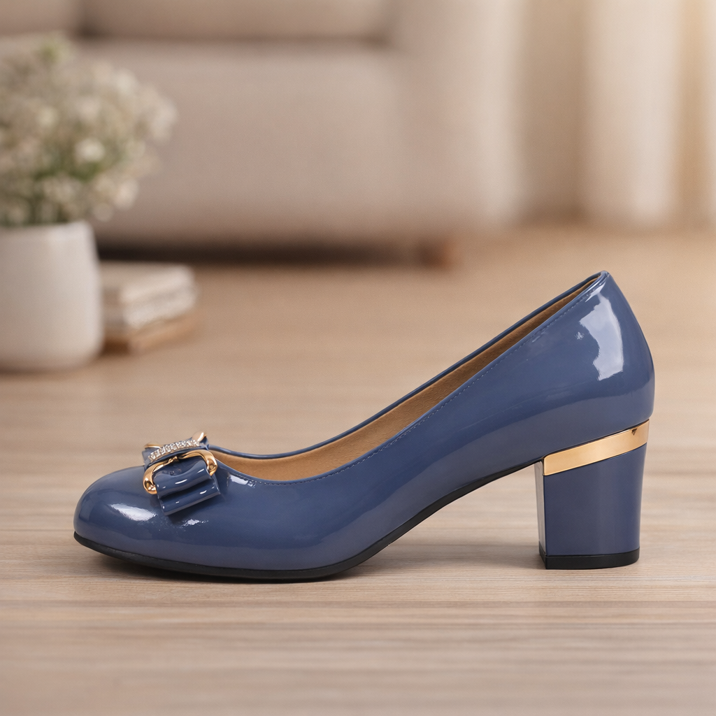 Evelyn | Women's Bow Detail Block Heel Pumps