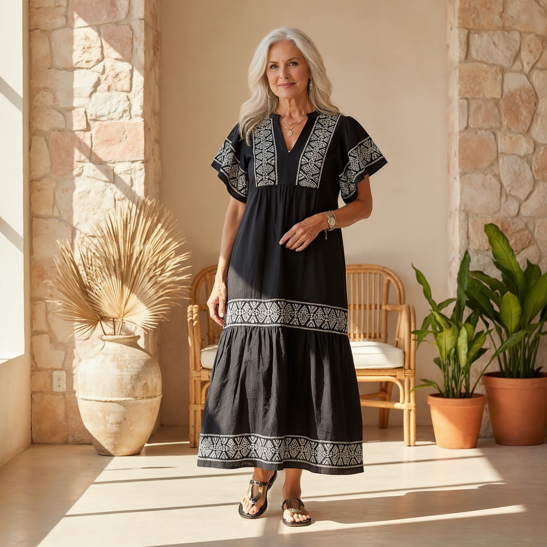 Cassandra | Women's Tummy Control Boho Flowy Loose Fit Dress