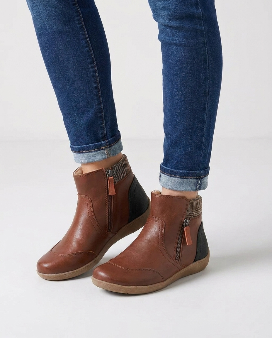 Rosaline | Women's Waterproof Leather Ankle Boots with Side Zip