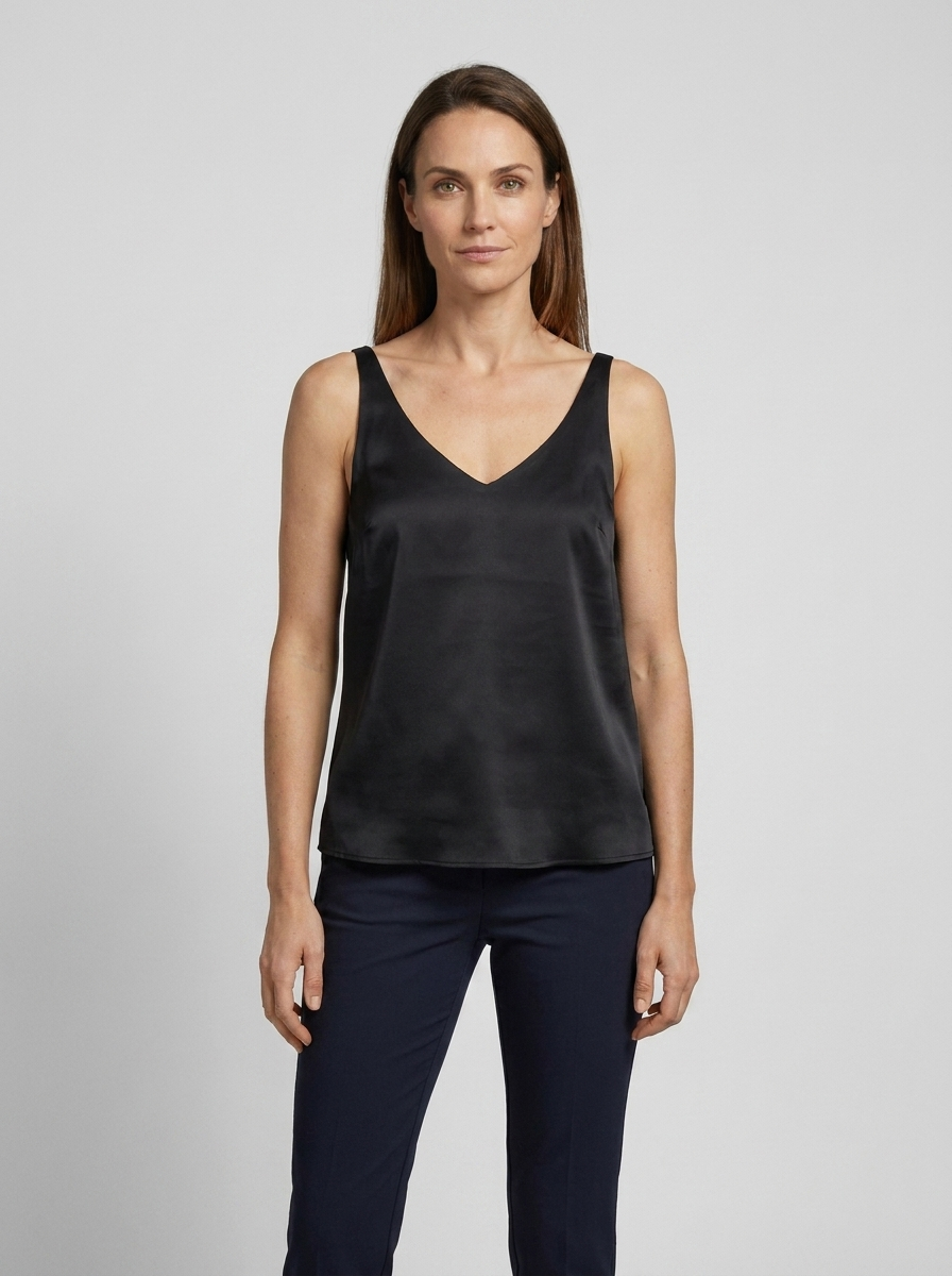 Freya | Women's Satin V-Neck Wide-Strap Camisole Top