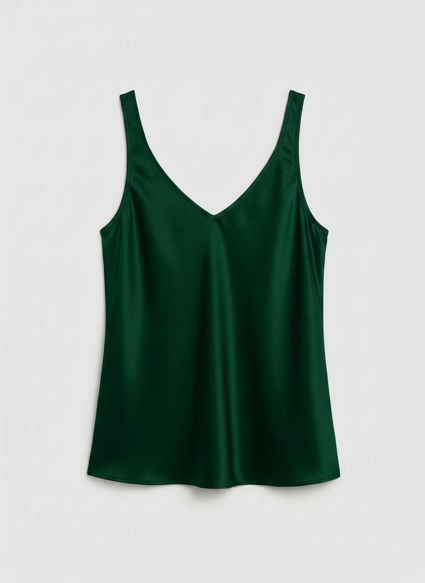 Freya | Women's Satin V-Neck Wide-Strap Camisole Top