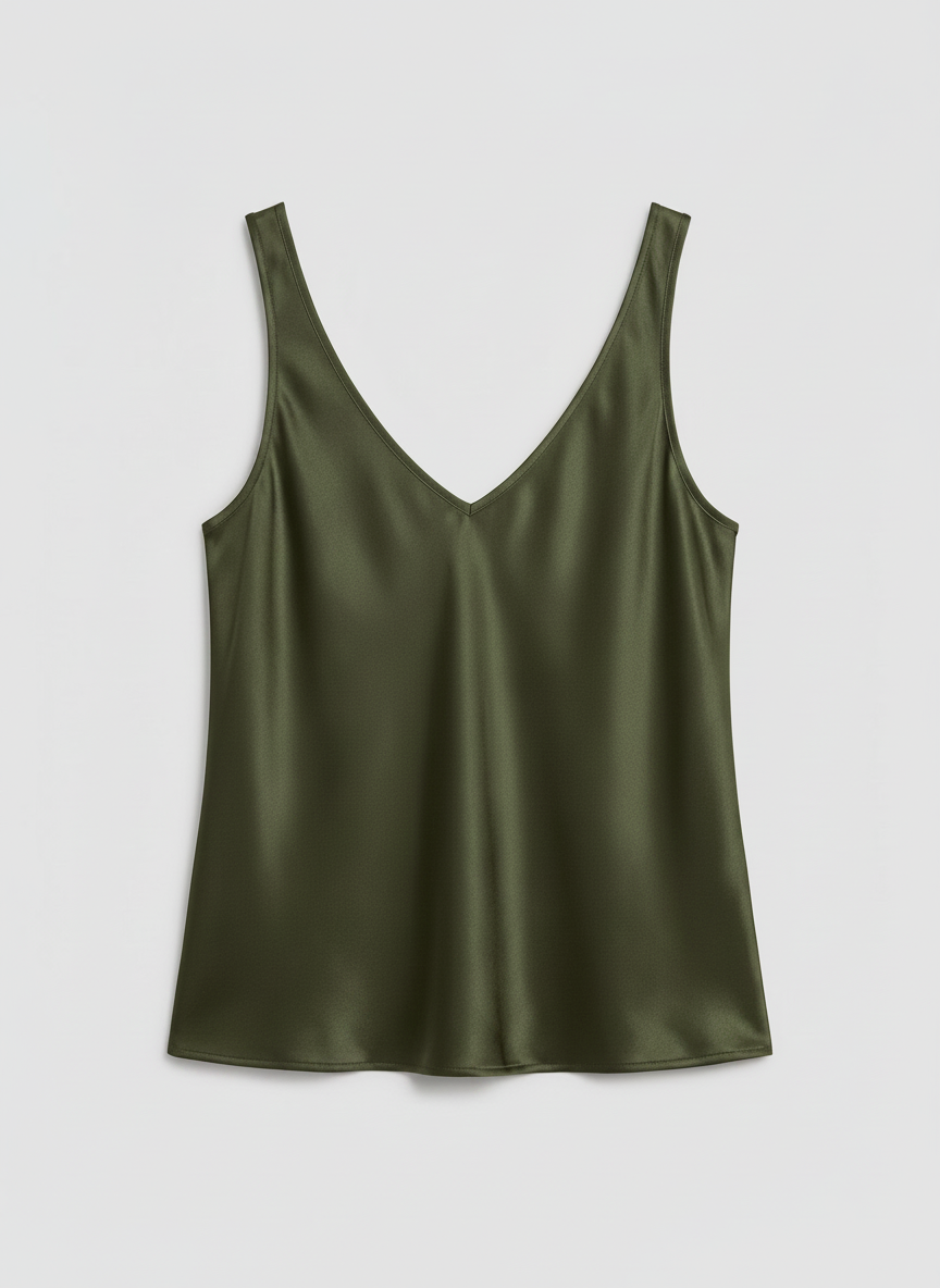 Freya | Women's Satin V-Neck Wide-Strap Camisole Top