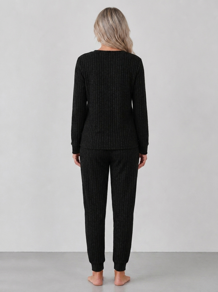 Elowen | Women's Ribbed Button-Neck Loungewear Set