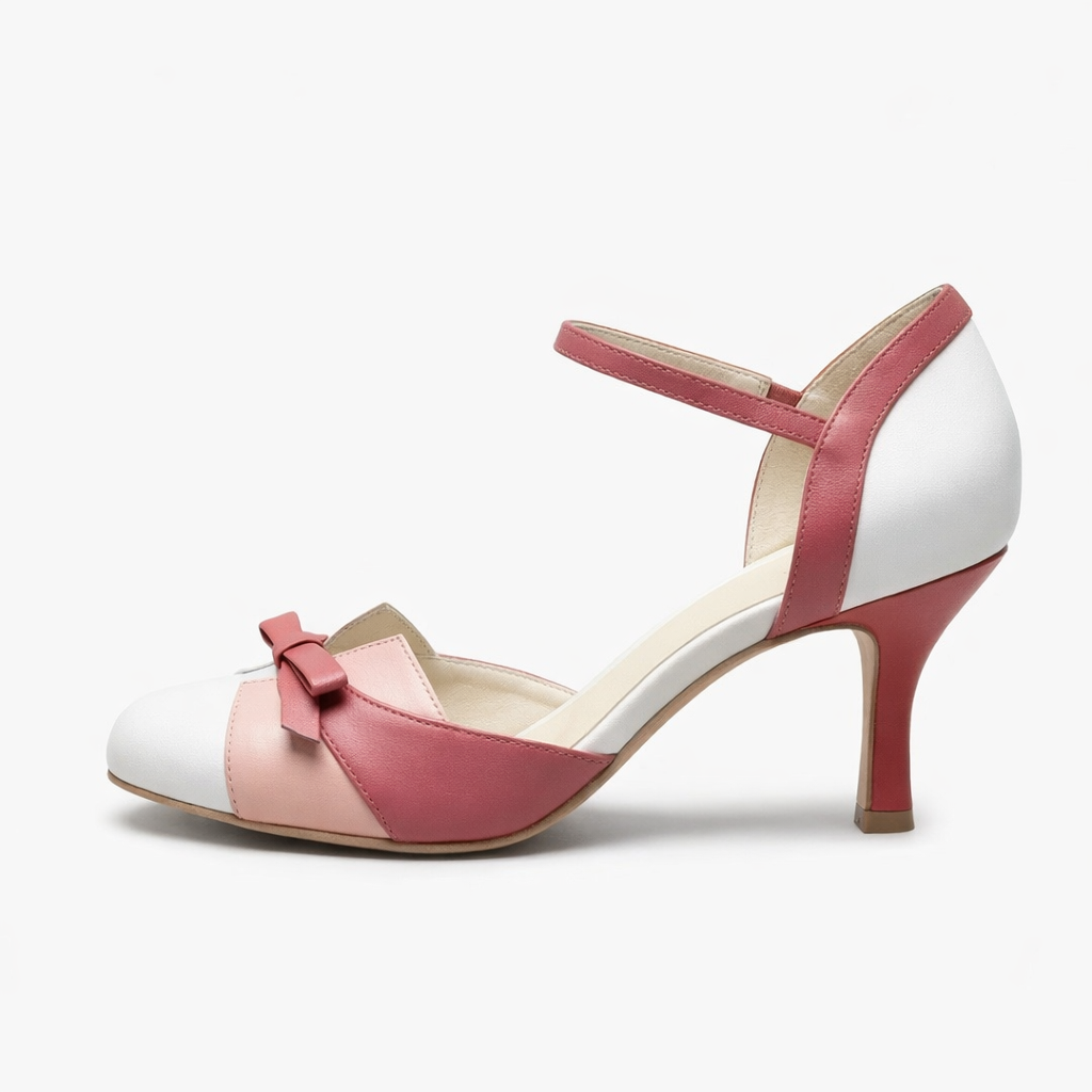 Quinnae | Women's Ribbon Detail Kitten Heel Pumps