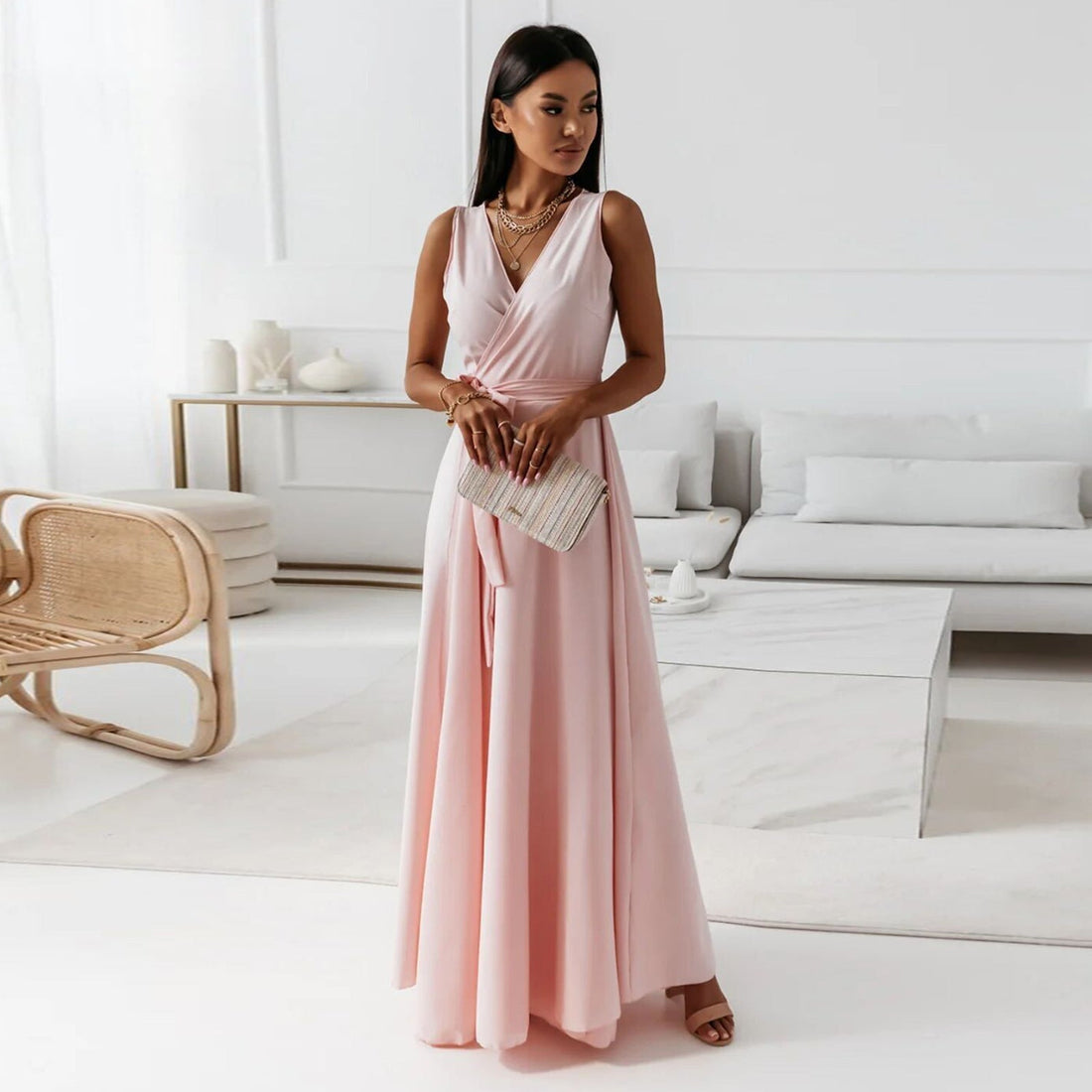 Sorenza | V-Neck Wrap Maxi Dress