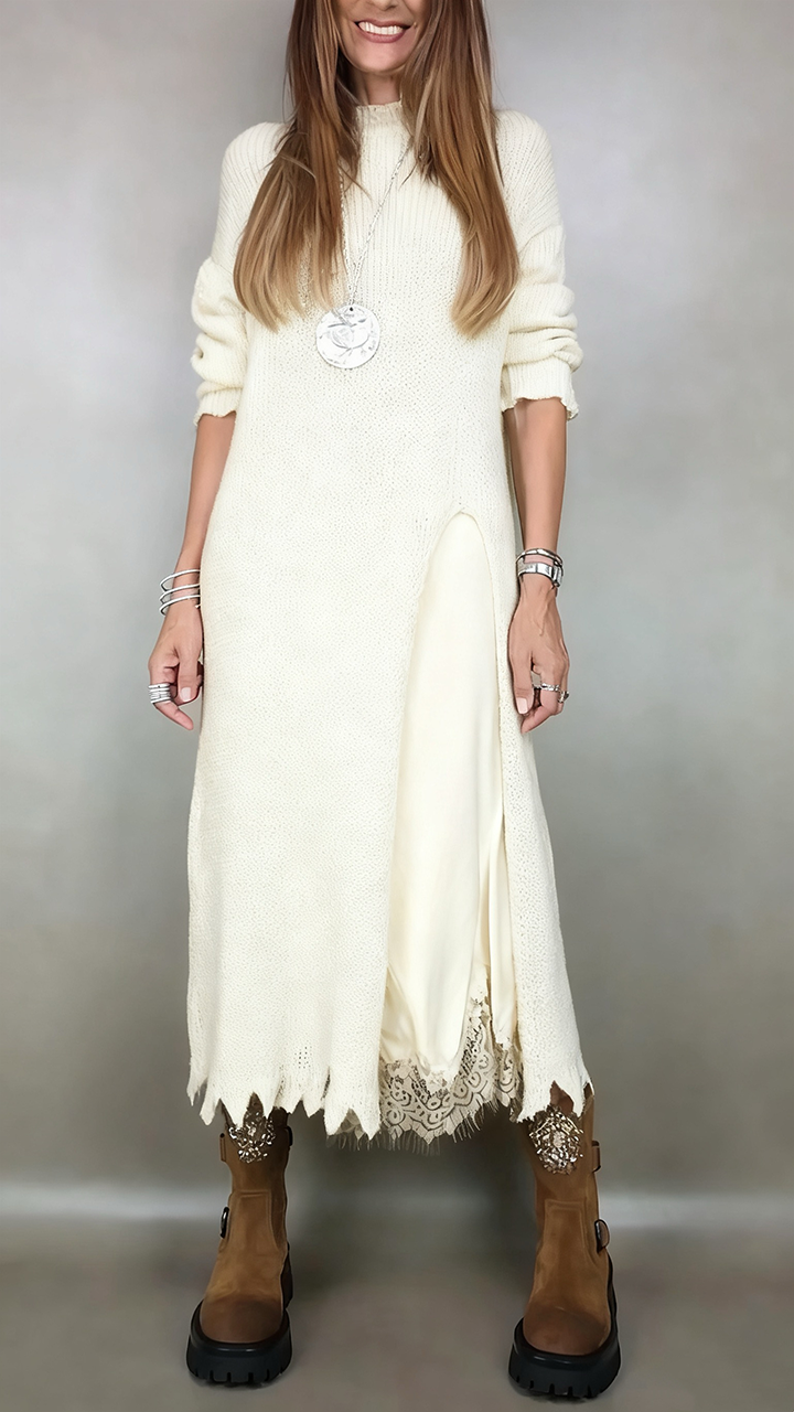 Saoirse | Women's Knit Sweater Dress Long Sleeve Midi
