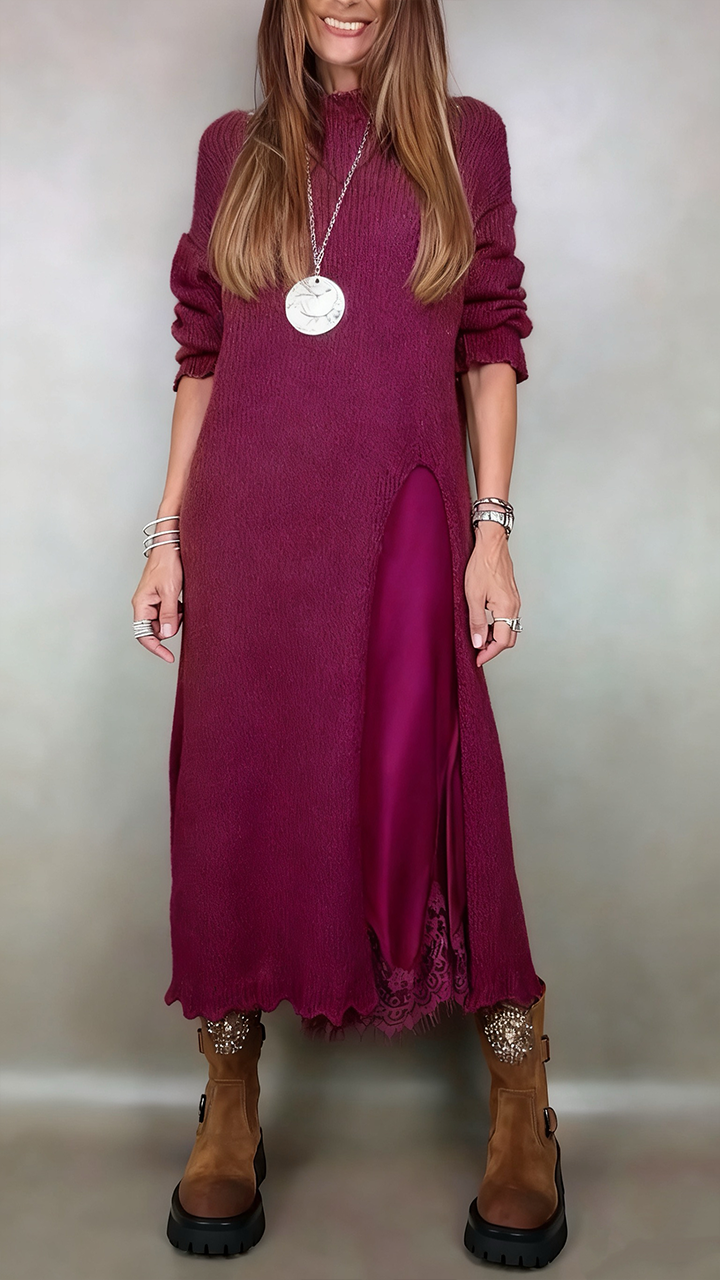 Saoirse | Women's Knit Sweater Dress Long Sleeve Midi