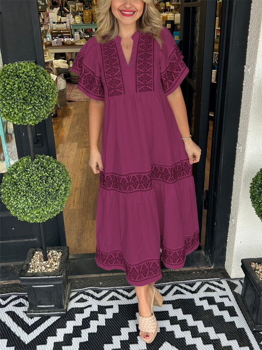 Cassandra | Women's Tummy Control Boho Flowy Loose Fit Dress