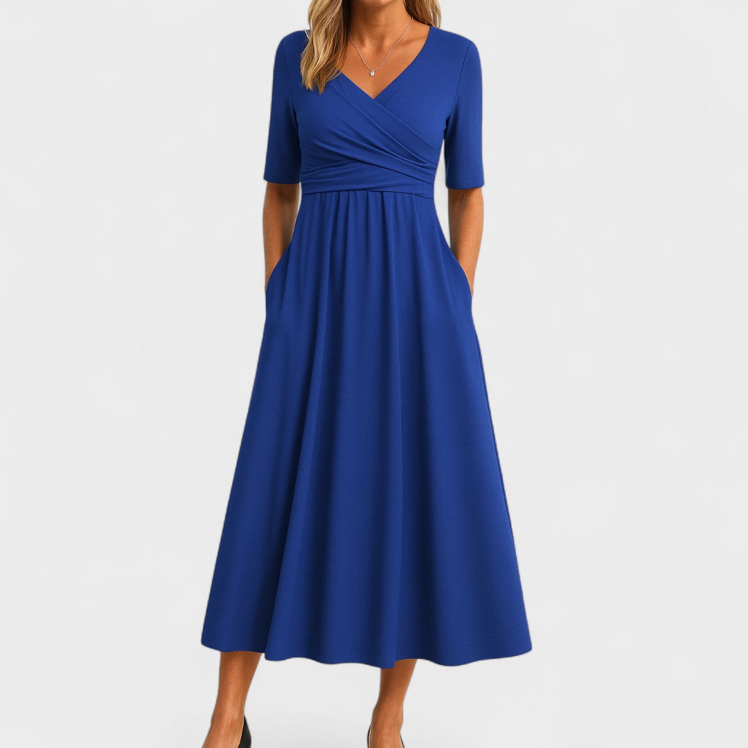 Ida | Women's Wrap-Front Pleated Midi Dress