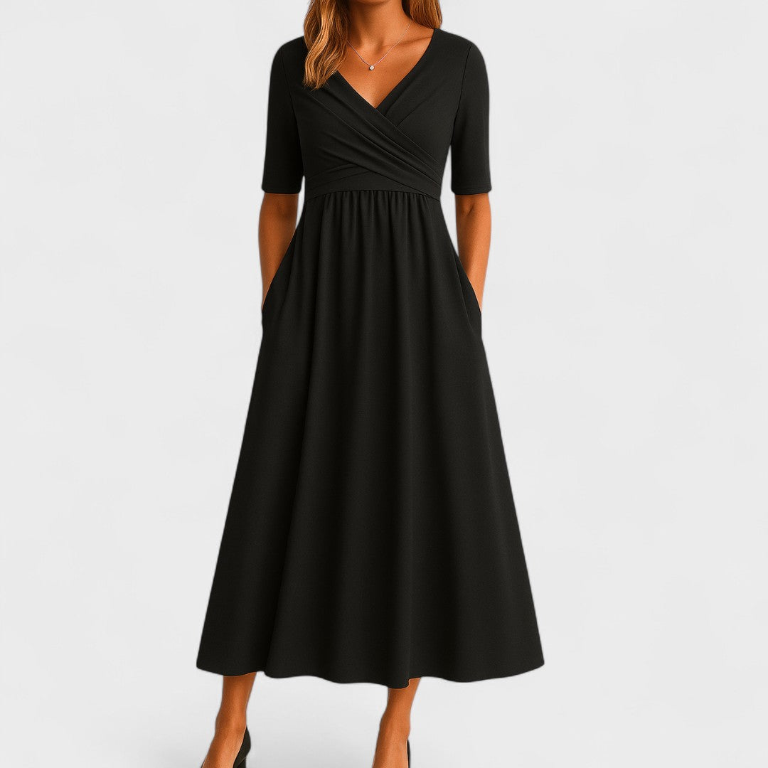 Ida | Women's Wrap-Front Pleated Midi Dress